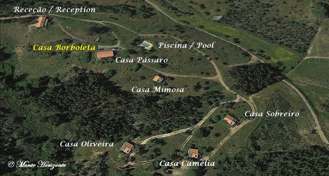 Overzichtskaart Monte Horizonte Landelijk Toerisme in de Alentejo regio van Portugal
